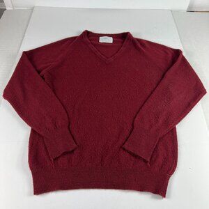 VTG 80s Christian Dior Sweatshirt Large Red Faded Orlon Acrylic V Neck Pullover